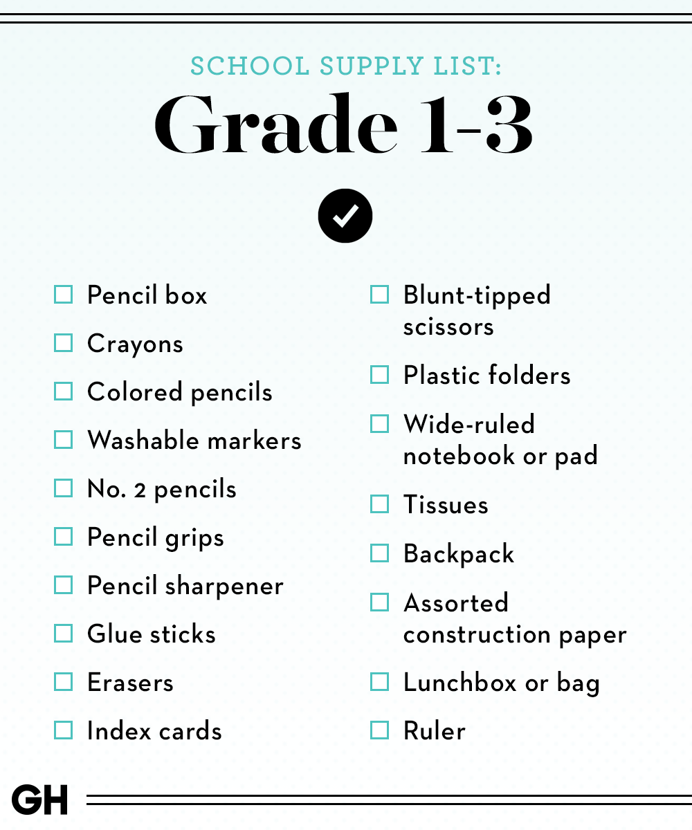 Preschool and Kindergarten School Supplies List