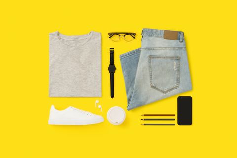 back to school flat lay on yellow background