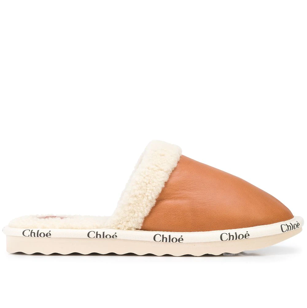 chloé logotrim slippers