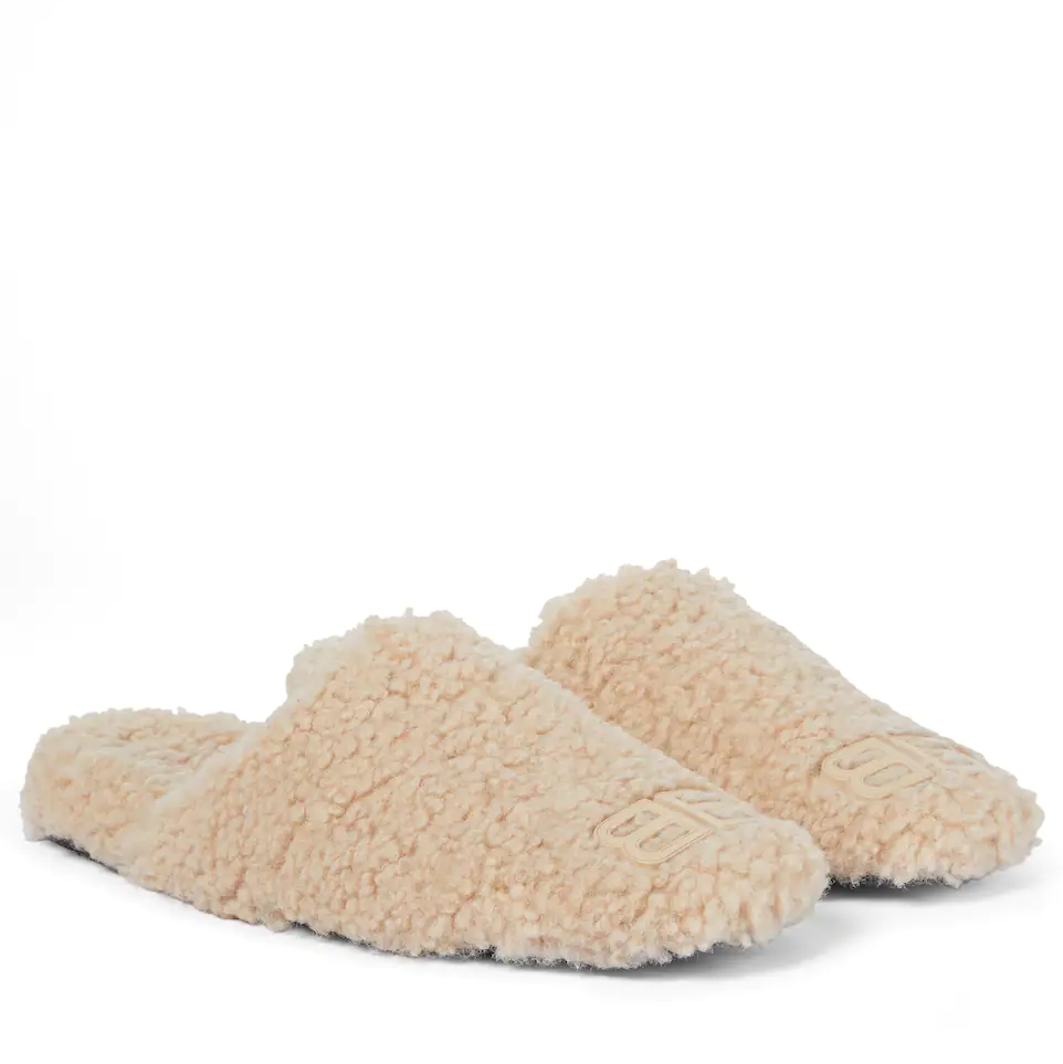 balenciaga cosy bb faux shearling slippers