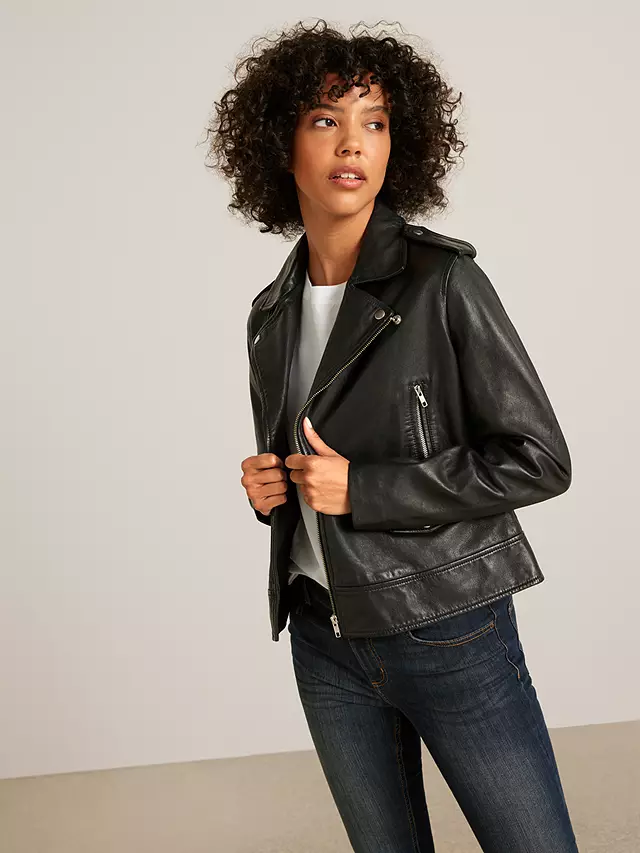 andor leather biker jacket, black