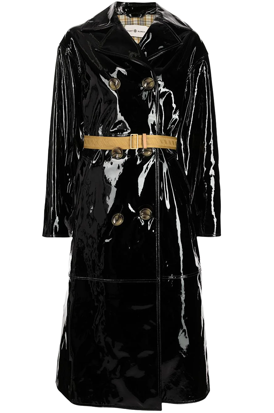 tory burch patent leather trench coat