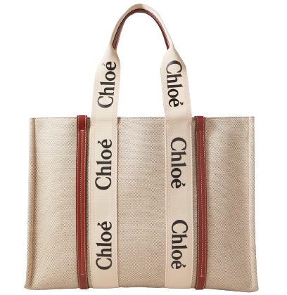 chloé woody large leathertrimmed cottoncanvas tote