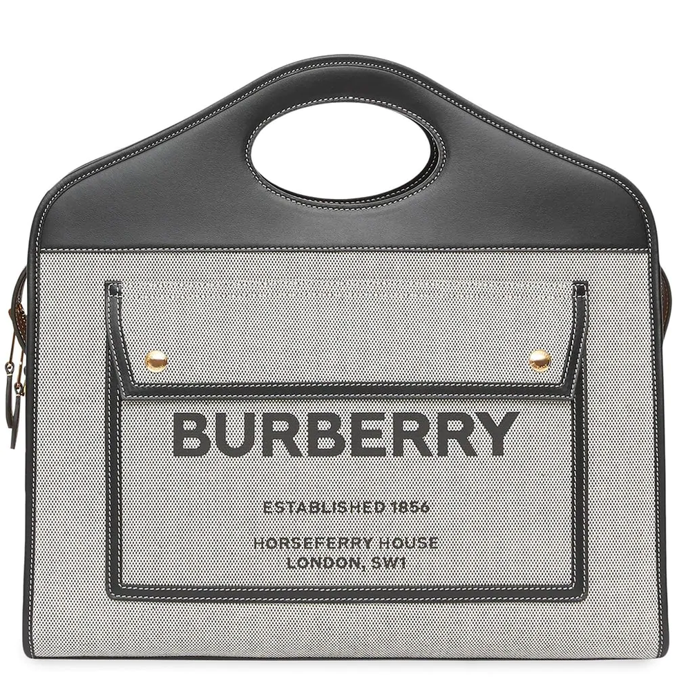 burberry medium canvas leather pocket bag