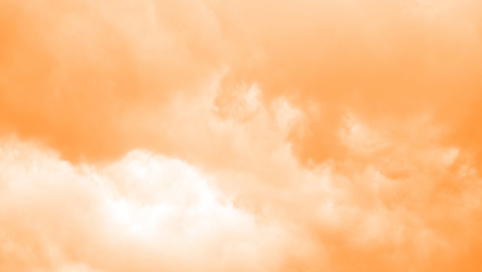 background of forms and abstract figures of smoke and steam of colors on a white and soft orange background