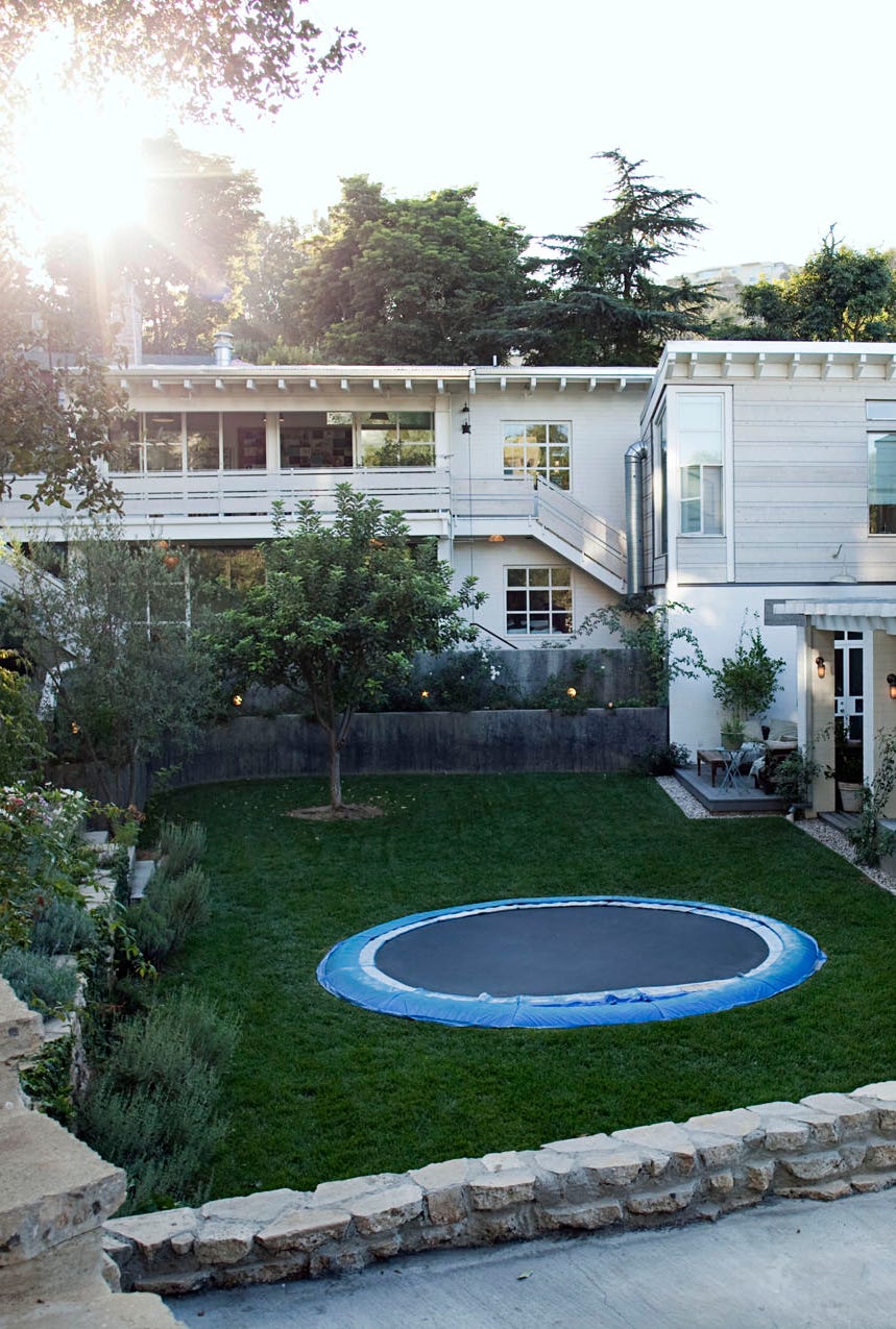 backyard with built in trampoline backyard with built in trampoline