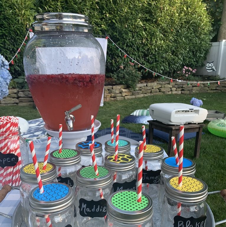 best backyard movie night ideas homemade punch with diy mason jars on a tray with ice