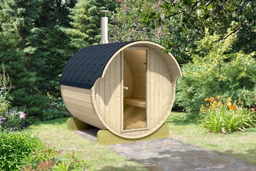backyard wooden sauna