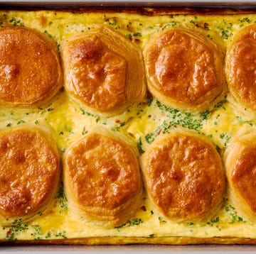 Bacon & Egg and Cheese Biscuit Casserole bacon and egg casserole layered with biscuits