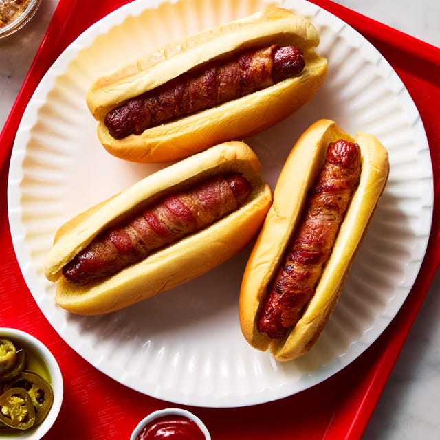 hot dogs wrapped in bacon