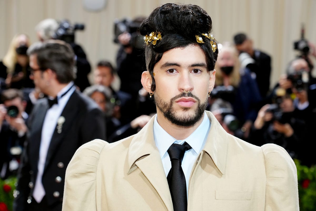 Bad Bunny Balls Out In Burberry Trench Dress at Met Gala 2022