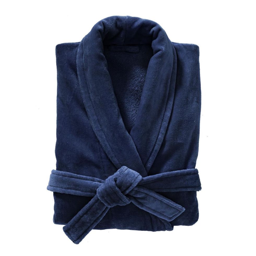 badjas velours donkerblauw