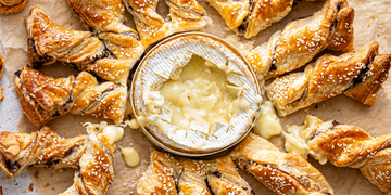 baked camembert and olive wheel