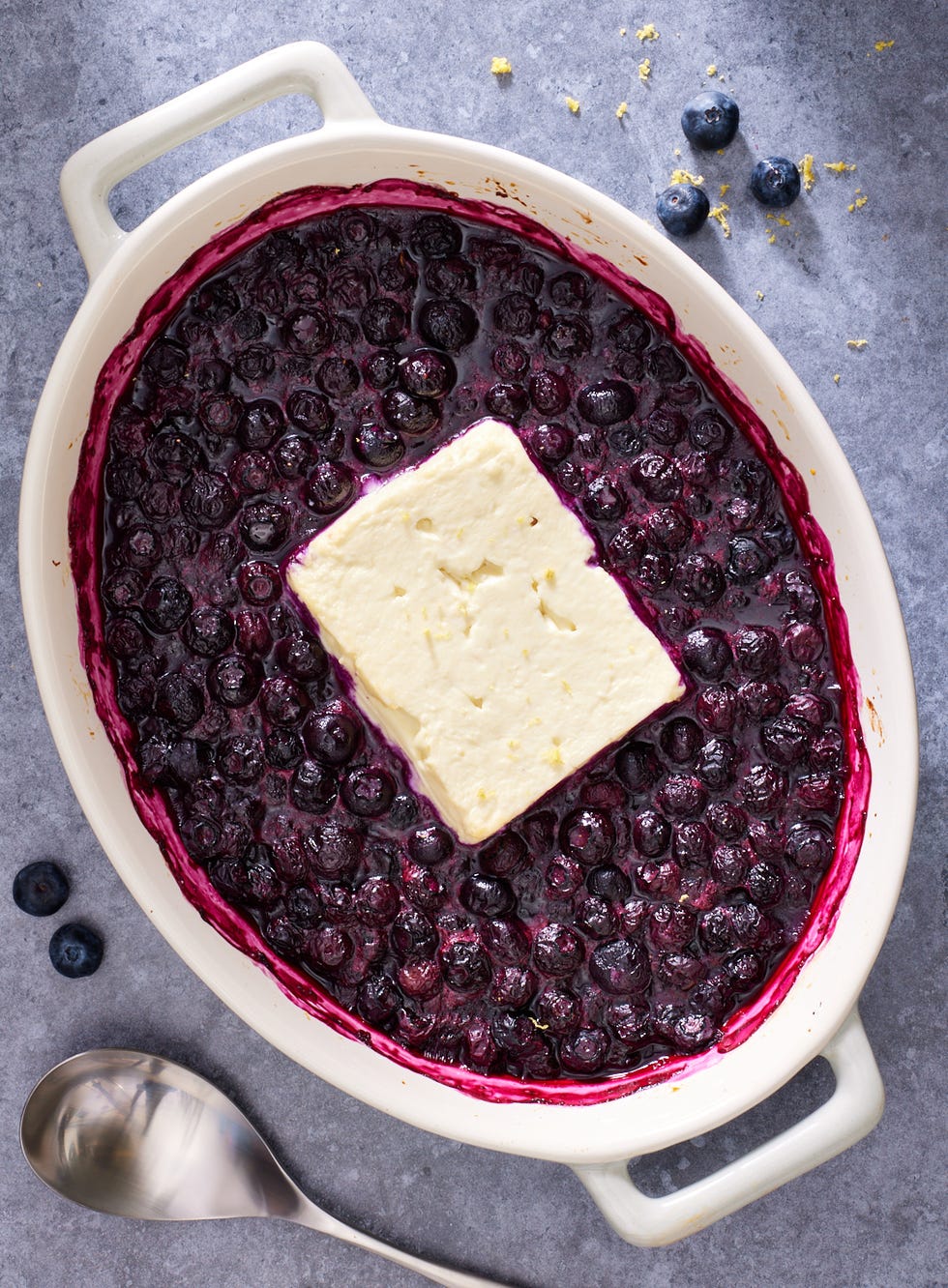 baked feta and blueberries