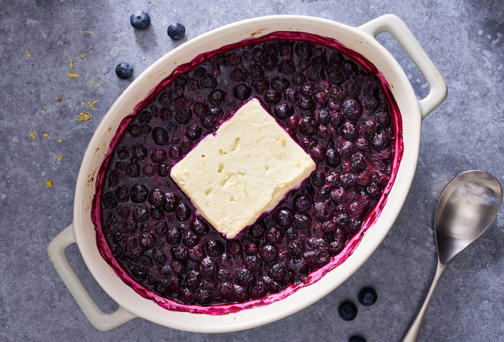 baked feta and blueberries