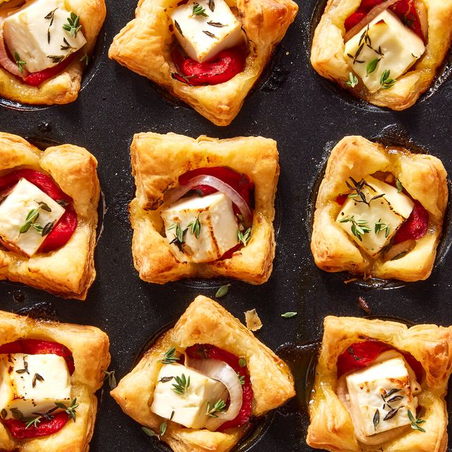 3-Ingredient Puff Pastry Bites with Roasted Red Peppers & Feta