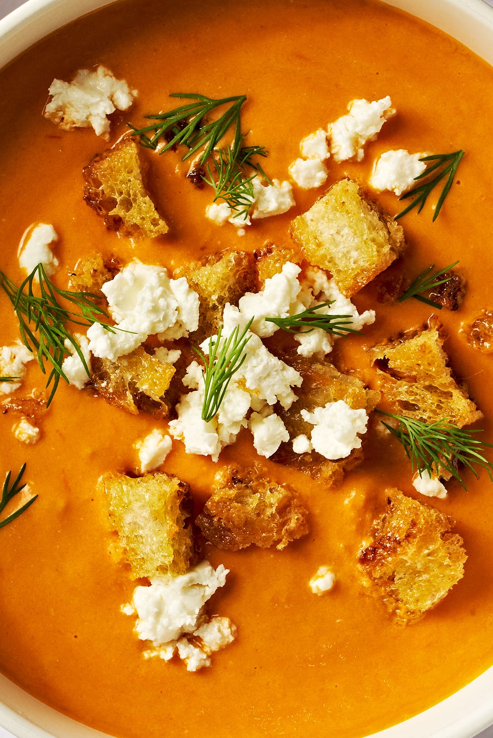 Baked Feta Soup baked feta soup with crumbled feta and fresh dill