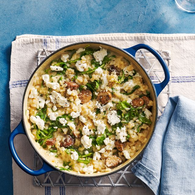 baked goat’s cheese and mushroom risotto