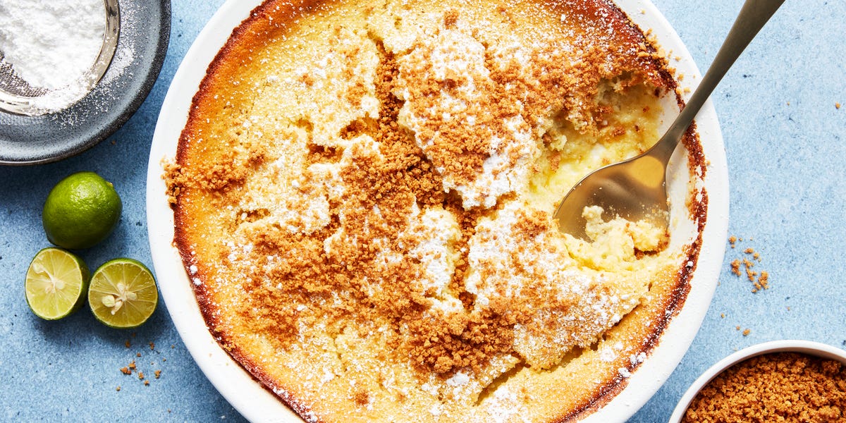 Baked Key Lime Pie Pudding baked key lime pie pudding topped with whipped cream and lime zest