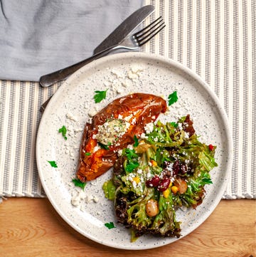 baked sweet potato with chimichurri butter