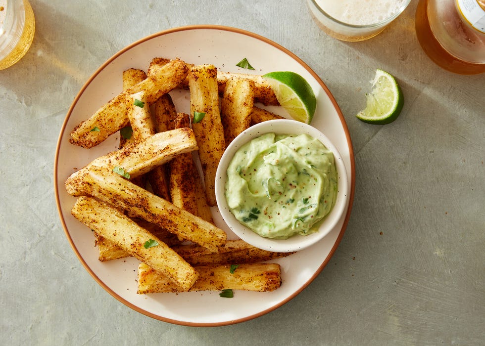 baked yuca fries with avocado dip