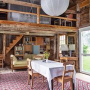 summer barn dining room in maine