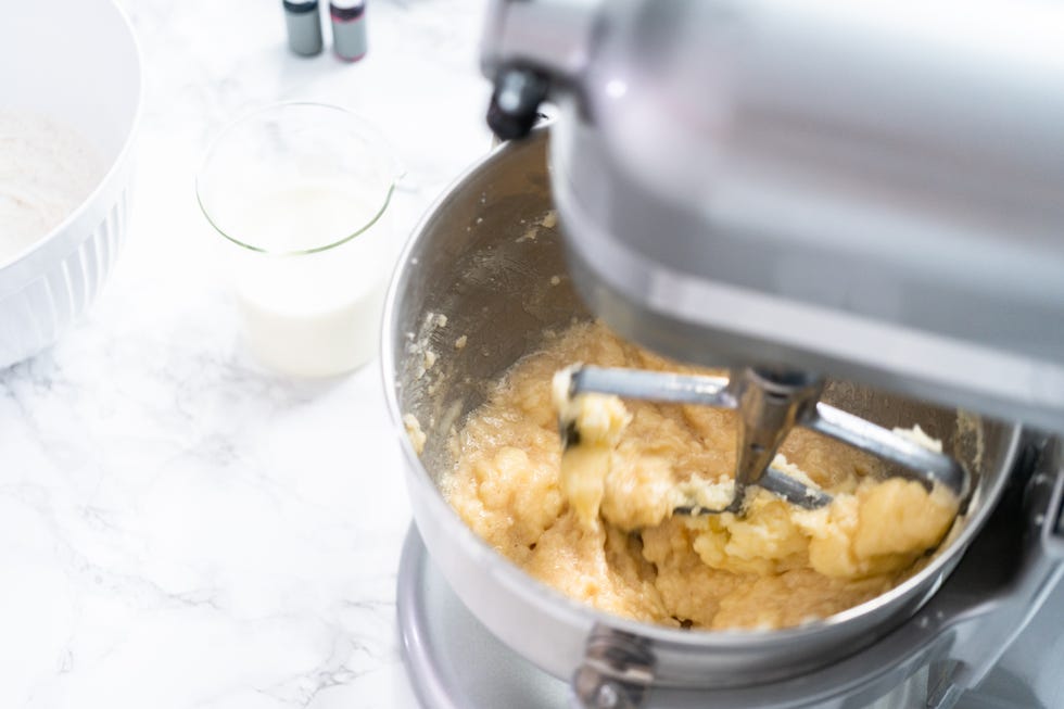 baking homemade round vanilla cake