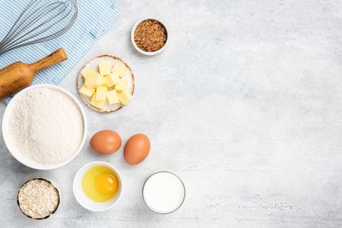 baking ingredients eggs flour butter sugar
