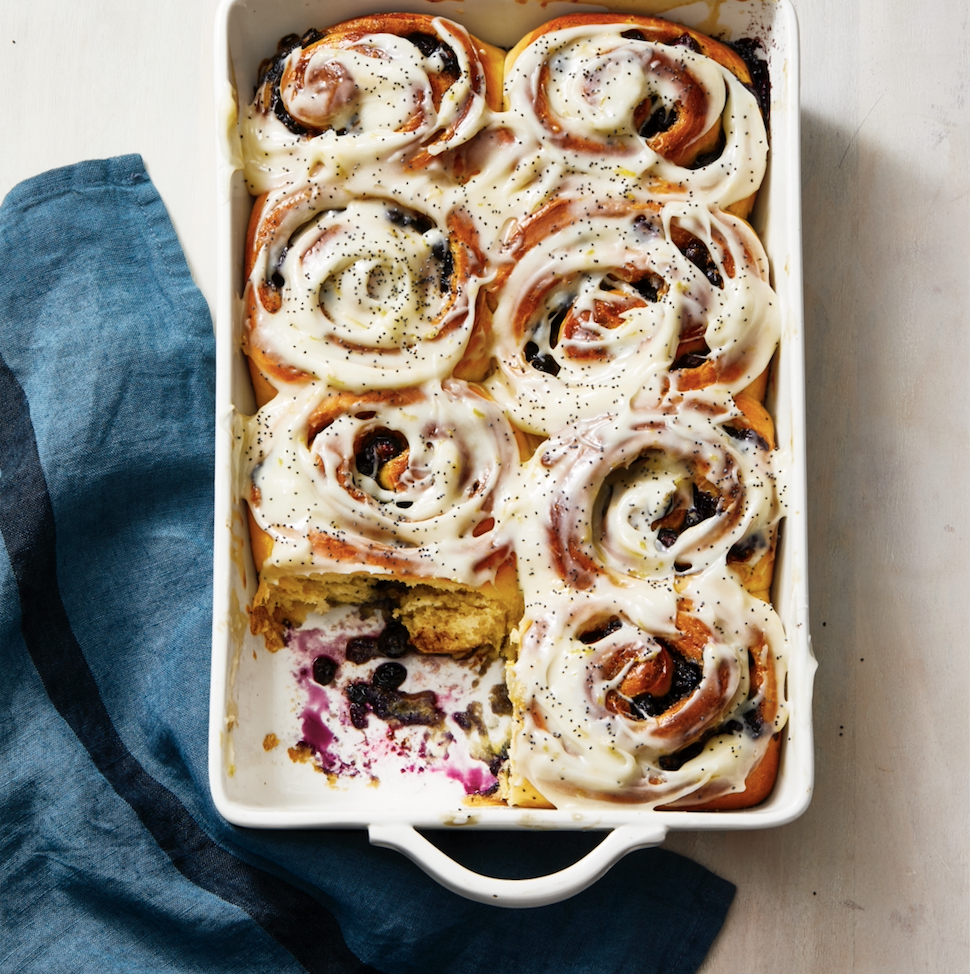 blueberry sweet rolls with lemon icing