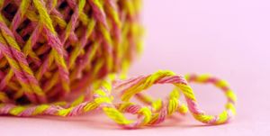Ball of Pink and Yellow String, Extreme Close-Up