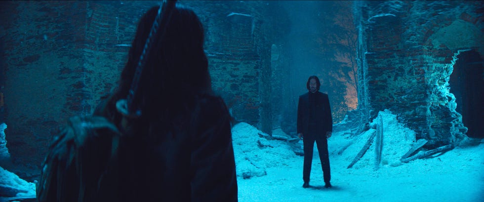 Ana de Armas como Eve y Keanu Reeves como John Wick en Ballerina. Crédito de la foto: cortesía de Lionsgate.