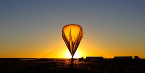 nasa stratospheric balloon at sunset