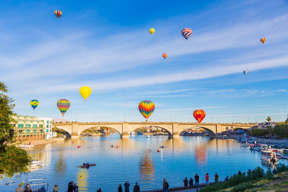 best small lake towns lake havasu city balloons over the bridge
