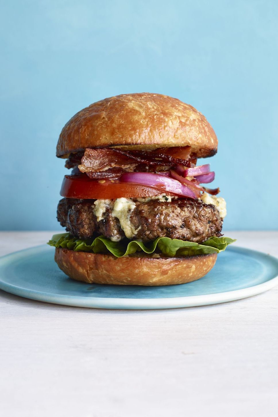 blue cheese, bacon, and balsamic onion burger