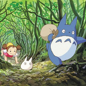 a girl follows two wood trolls in a scene from my neighbor totoro, a good housekeeping pick for best movies for kids and toddlers