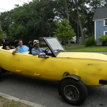 Vehicle, Yellow, Banana, Banana family, Car, Motor vehicle, Plant, Classic car, City car, Tree, 