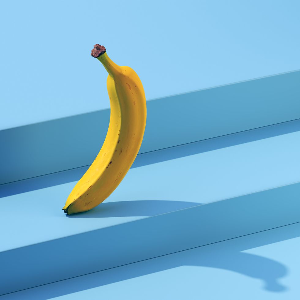banana on stairs 3d realistic illustration