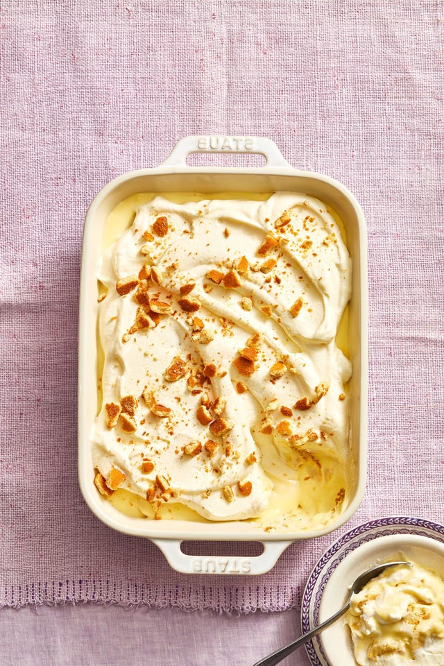 banana pudding with crumbled wafers on top