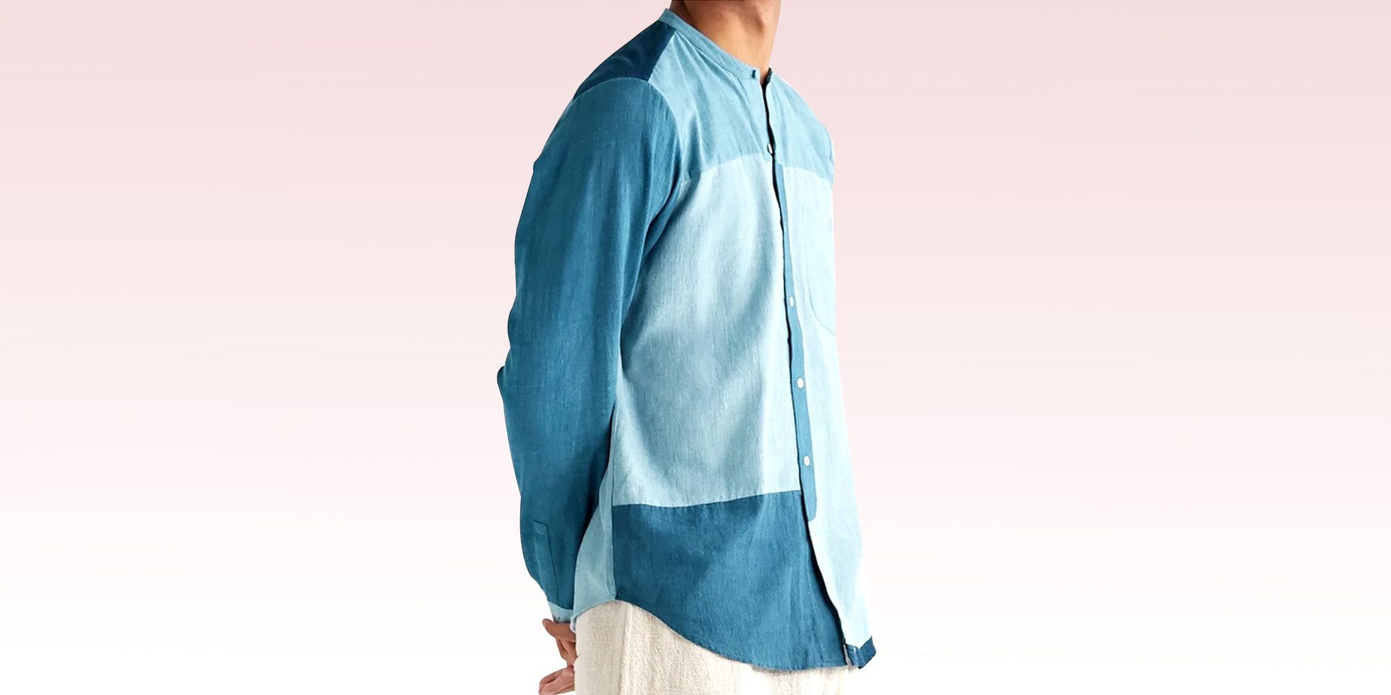 RRL Double Ralph Lauren Men's Mandarin Band Collar Shirt Blue Chambray –  Uncommon Threadz