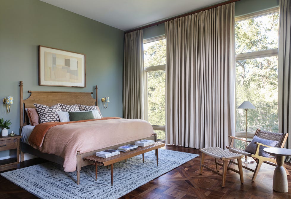 bedroom with blue walls