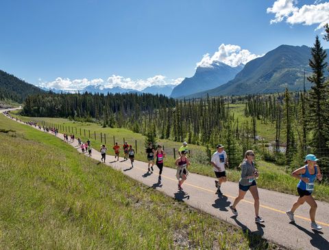 Runners at the Banff Marathon in Banff.
