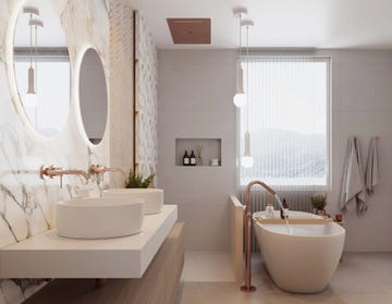 baño moderno y elegante con bañera exenta