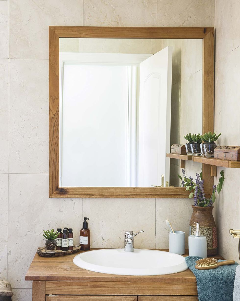 Espejo de pared circular para decoración del hogar, espejo redondo de  madera cruda para decoración de pared de baño, espejo de marco de madera  para