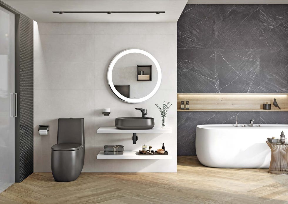 baño moderno con sanitarios en negro