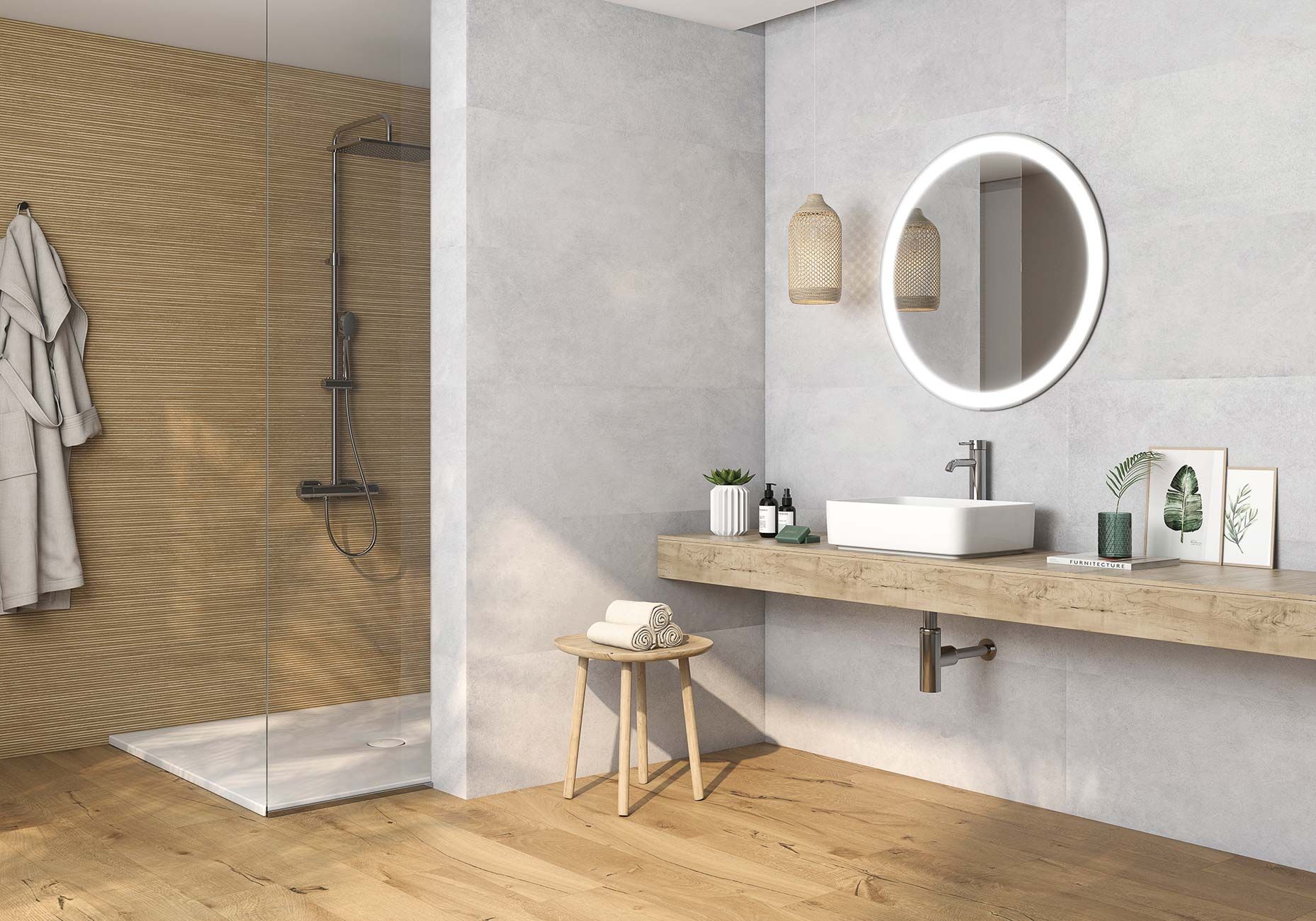 Revestimiento paredes imitación madera de roble para baños y cocinas
