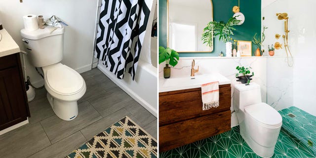 baño moderno reformado antes y después