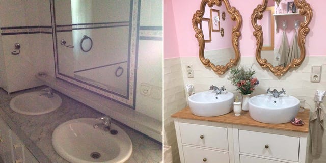 baño romántico antes y después de la reforma