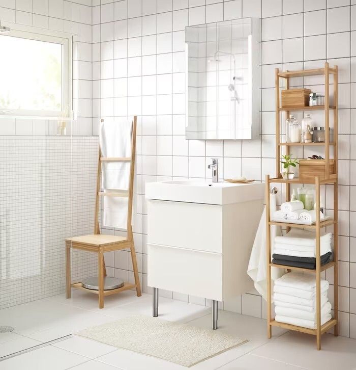 ideas con estantes estanterías para baños
