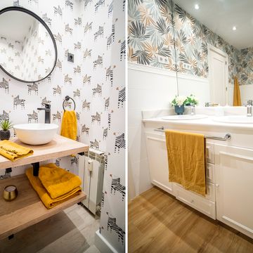 baños reformados sin obra decorados con papel pintado