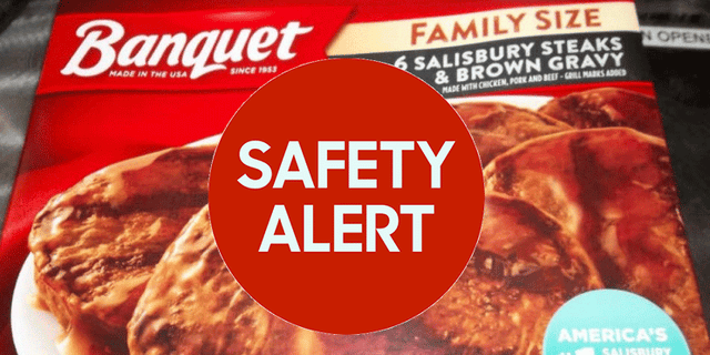 Approximately 135,159 pounds of  Banquet Salisbury steak products were recalled after extraneous bone material was found inside.